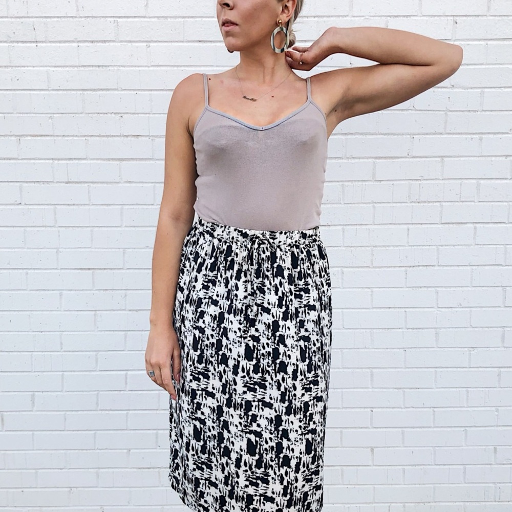 Gap Black & White Print Midi Skirt